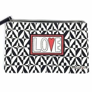 Authentic BRIGHTON Black and White LOVE jewelry/makeup bag NWOT